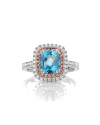 SLAETS Verlovingsringen Modern Classic Aquamarine Double Halo Ring with Pink Diamonds (watches)